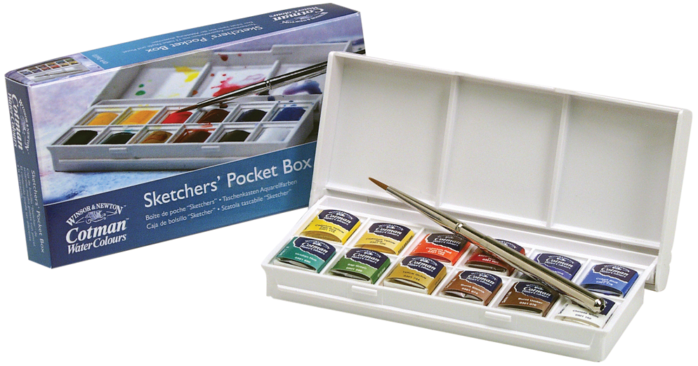 Winsor & Newton Cotman - Sketcher's Pocket Set, Set of 12, Assorted Colors,  Half Pans