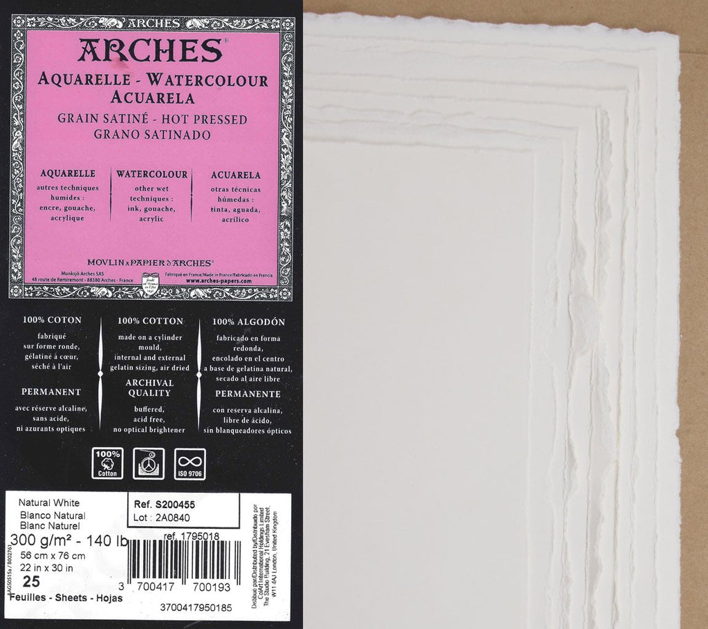 Arches Watercolor Paper - 140 lb. Cold Press, 22 x 30, 1 Sheet