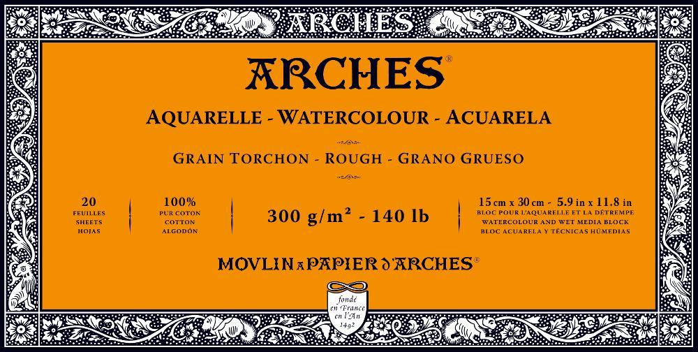 Arches Aquarelle Watercolor Block 140 Lb Hot Press 12 x 16