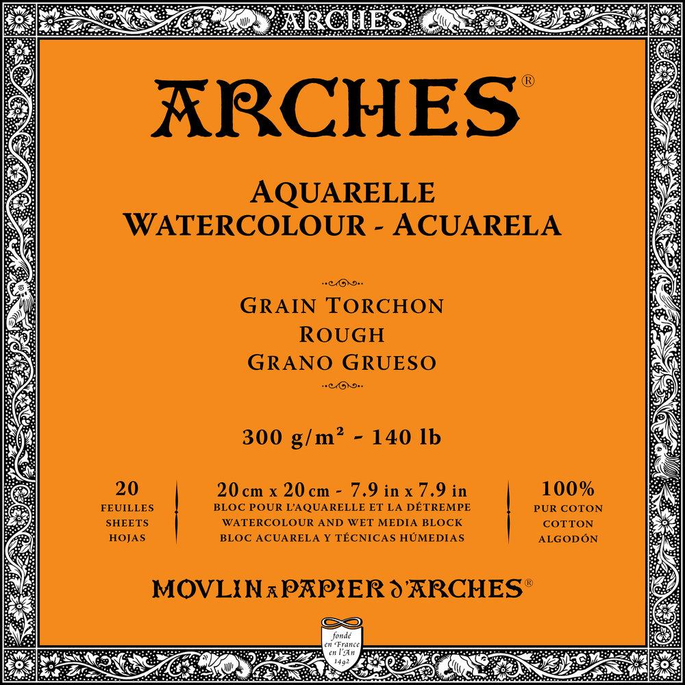 Arches Watercolor Block - 3.9 x 9.8, Cold Press, 140 lb, 20 Sheets 