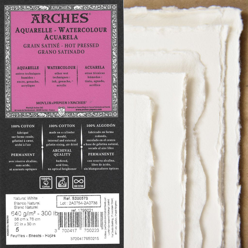 Arches Watercolor Paper, 140lb Hot Press, 22 x 30
