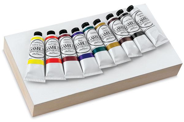 1 set of Gamblin paints, 1 set Luquitex Professional, 1 set Grumbacher Colors shops